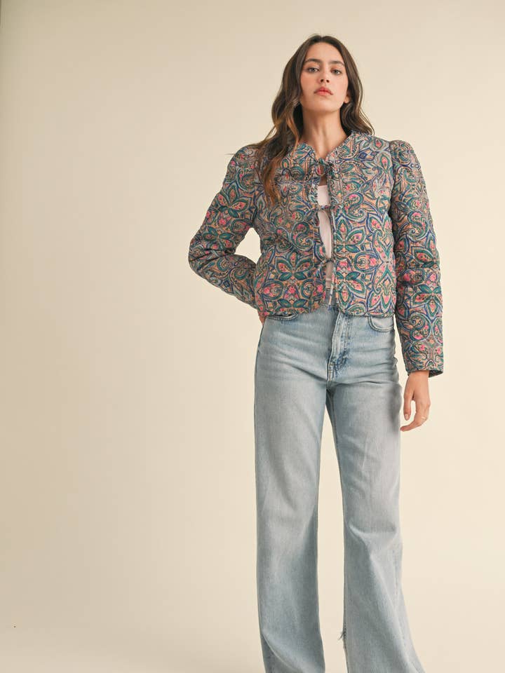 &MERCI - Wholesale Jacket - Women's - EXCLUSIVE PRINT QUILTED PAISLEY PRINT JACKET MJK36340