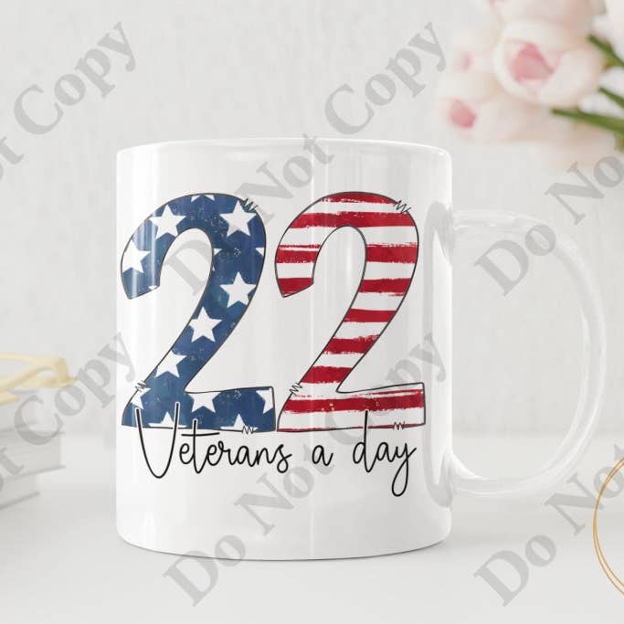 Coffee Mug - 22 Veterans a Day for wholesale by Words of Ivy