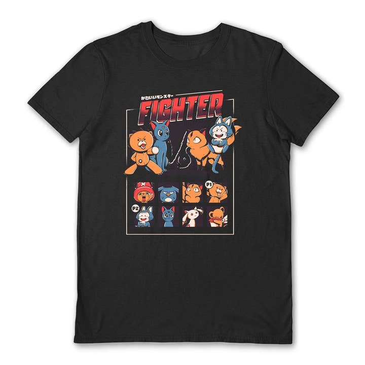 Pyramid International - Vendita all'ingrosso Maglietta stampata - Unisex - Maglietta unisex nera Ilustrata (Anime Fighter)