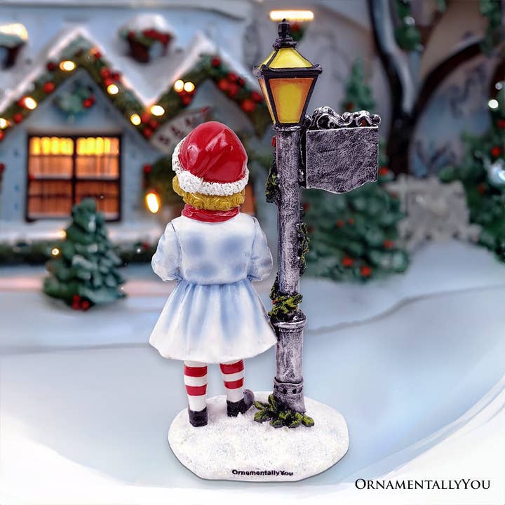 OrnamentallyYou - Wholesale Decorative Figurine - Victorian Style Christmas Girl and Street Lamp Tabletop
