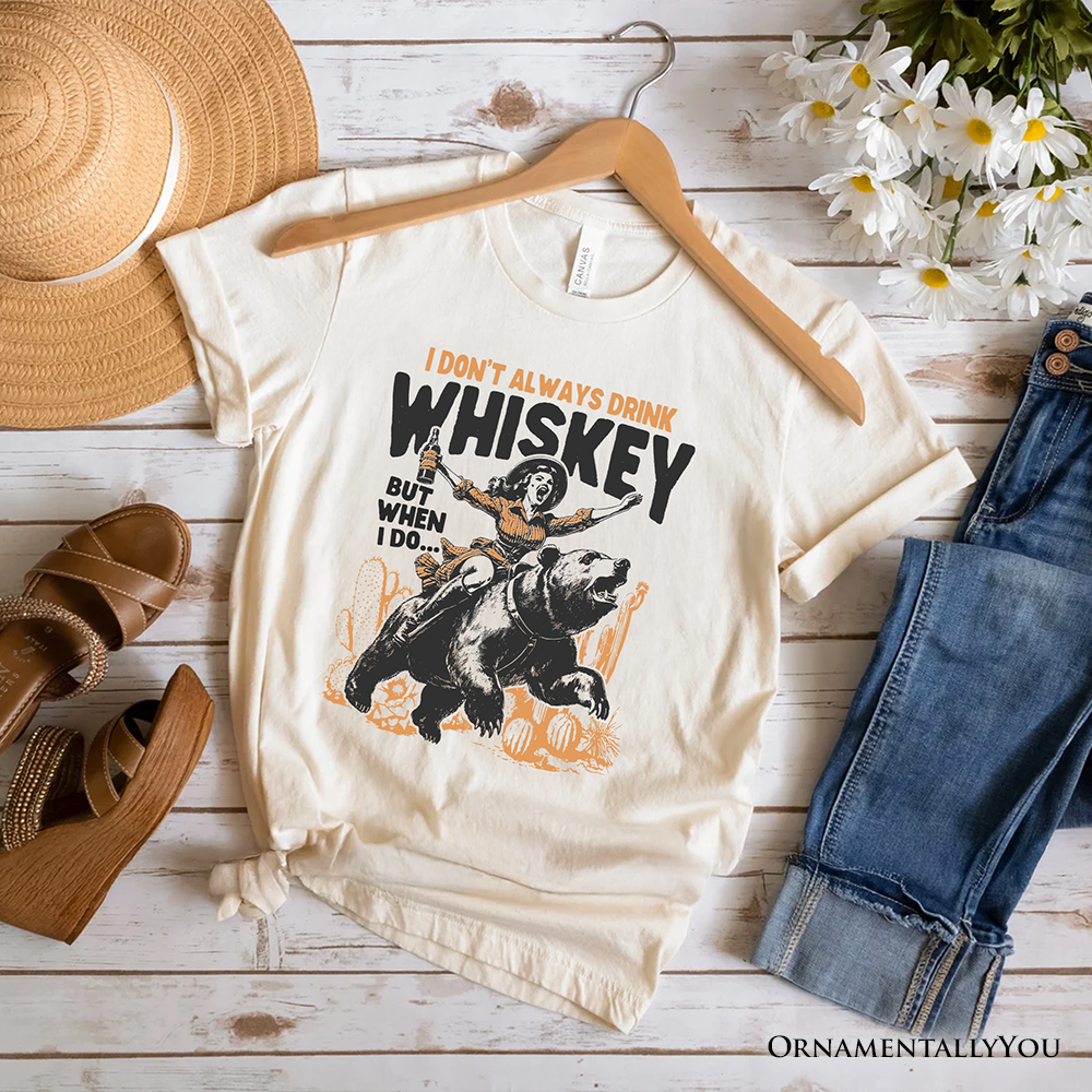 OrnamentallyYou – wholesale T-shirts med screentryck – Dam – Alkoholhumor Retro T-shirt, Rolig Whiskey Western T-shirt1
