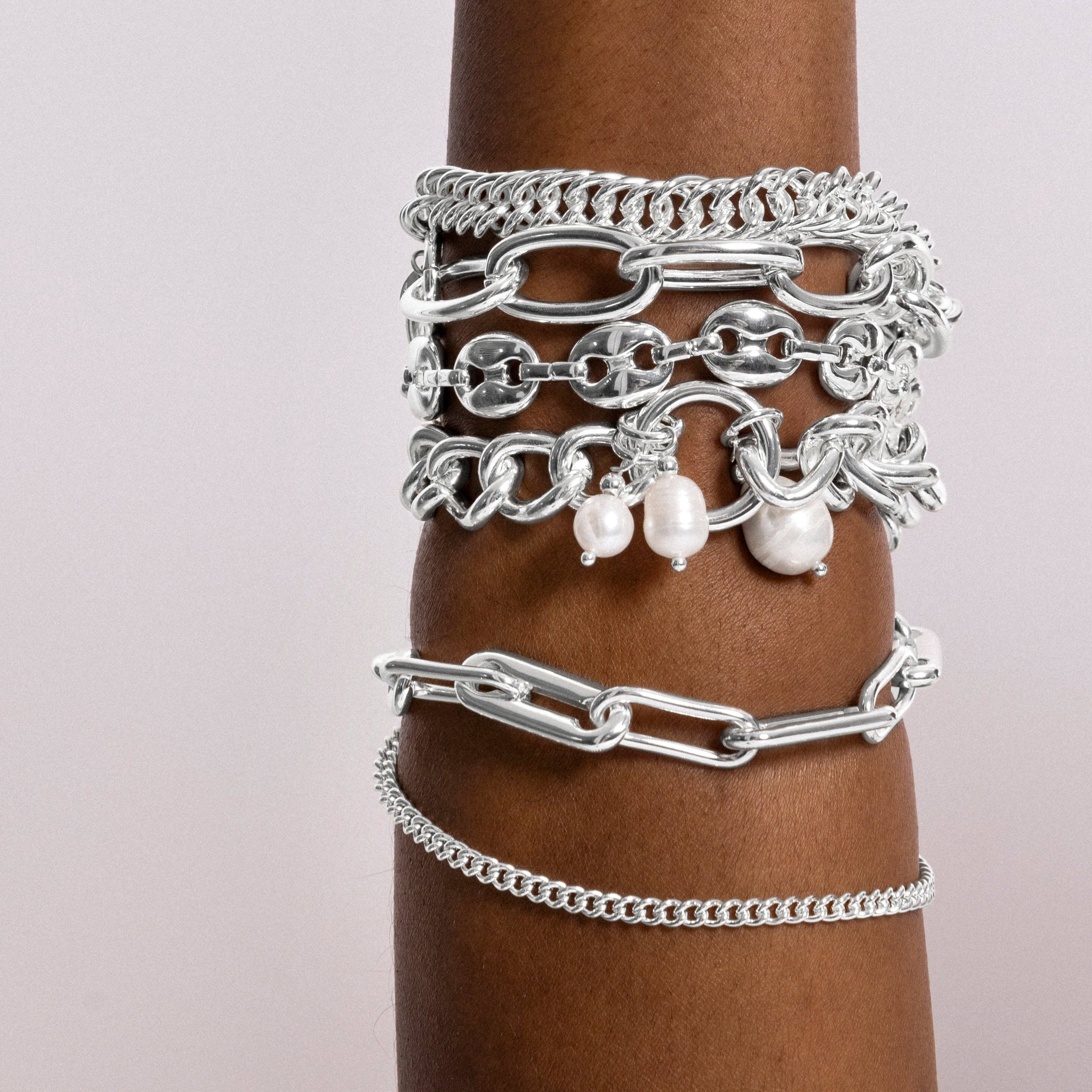 Luxenter – Pulseira de elo e corrente por atacado – Pulseira acabada em ródio - Invak3