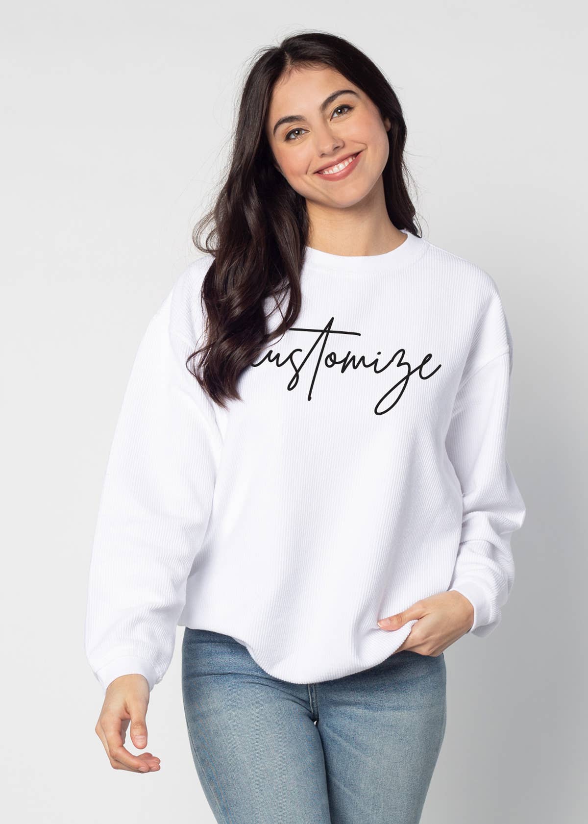 chicka-d - Venta al por mayor Sudadera estampada - Mujer - The Original Custom Graphic Corded Crew, escritura grande20