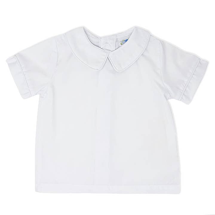 Boys Short Sleeve Peter Pan Collar Shirt for wholesale by Carson Elizabeth Kids