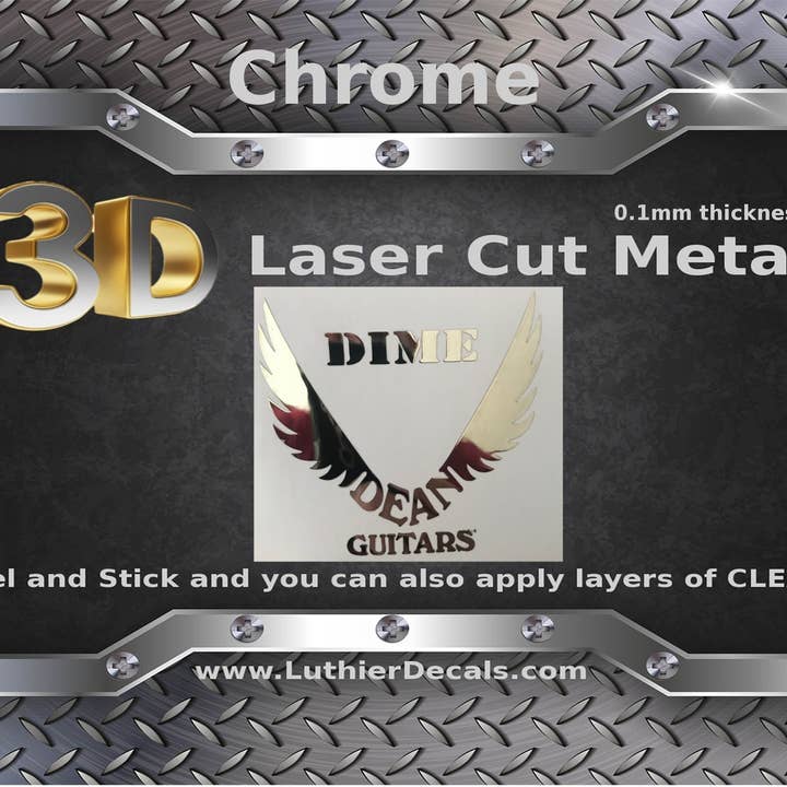 Autocollant pour guitare Washburn Dean 3D en métal découpé au laser M65B pour la vente par Luthier decals