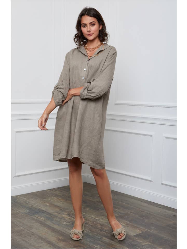 LÉA & LUC - Wholesale Dress - Women's - Short Dresses in 100% Linen REF. 1351