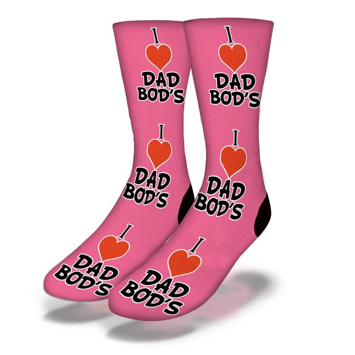 Savvy Sox – Großhandel Socken – Herren – I LOVE DAD BODS Lustige Dad Bod Socken (rosa Muster)