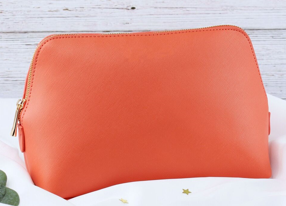 eBuyGB Craft Blanks - Vente Trousses de maquillage/cosmétique - Grande trousse de maquillage zippée en cuir PU Saffiano Fine2