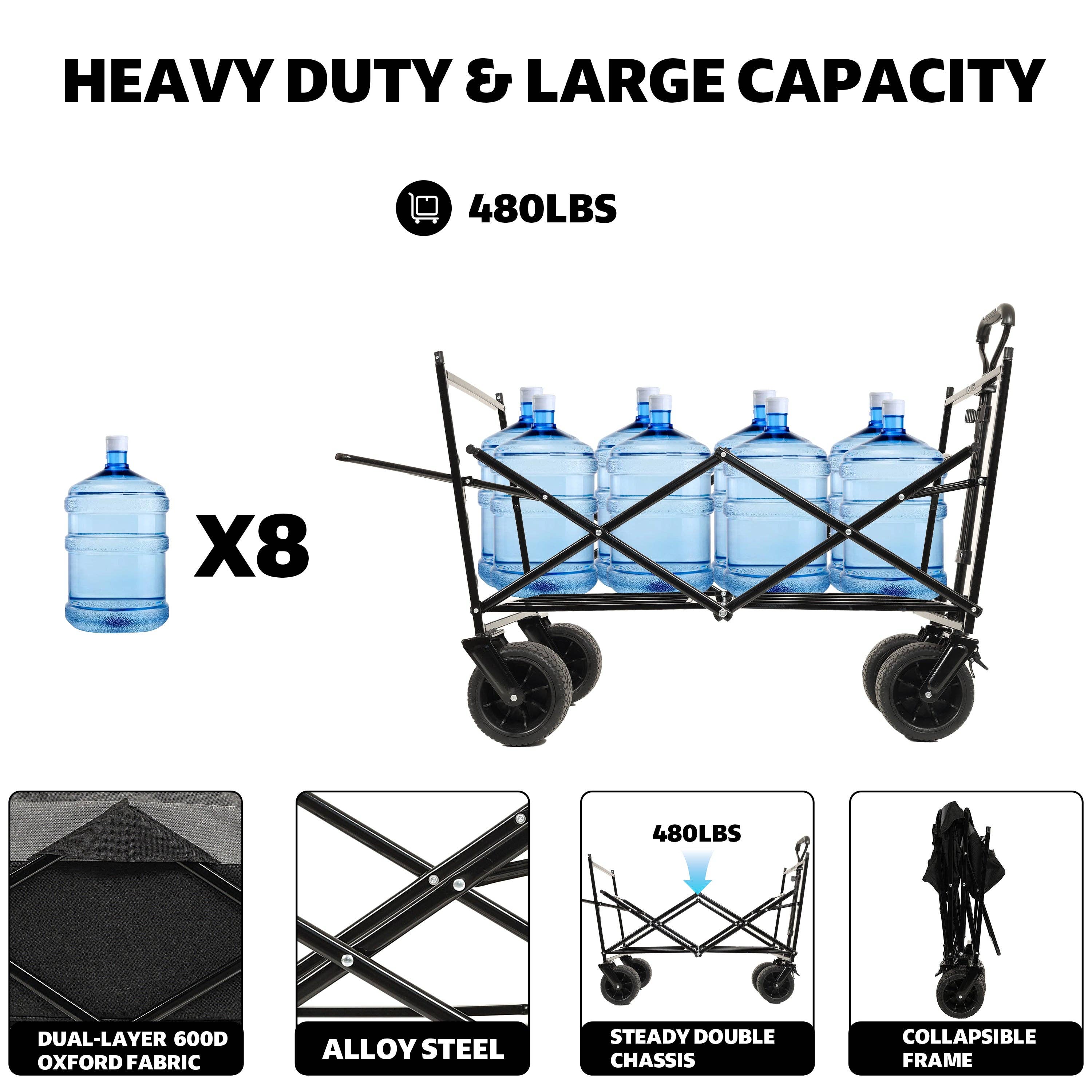 39F Inc. - Wholesale Shopping Cart - 480lbs Foldable Wagon with Canopy & All-Terrain Wheels3