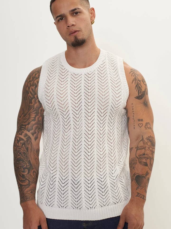 Muscle Fit Tank Top til mænd - Off White for engroshandel hos Ron Tomson