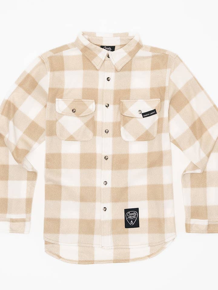 Forro polar Oxford Tan + White a cuadros para venta al por mayor de Country Liberty