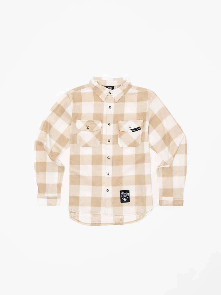 Oxford Tan + White Plaid Fleece for wholesale by Country Liberty