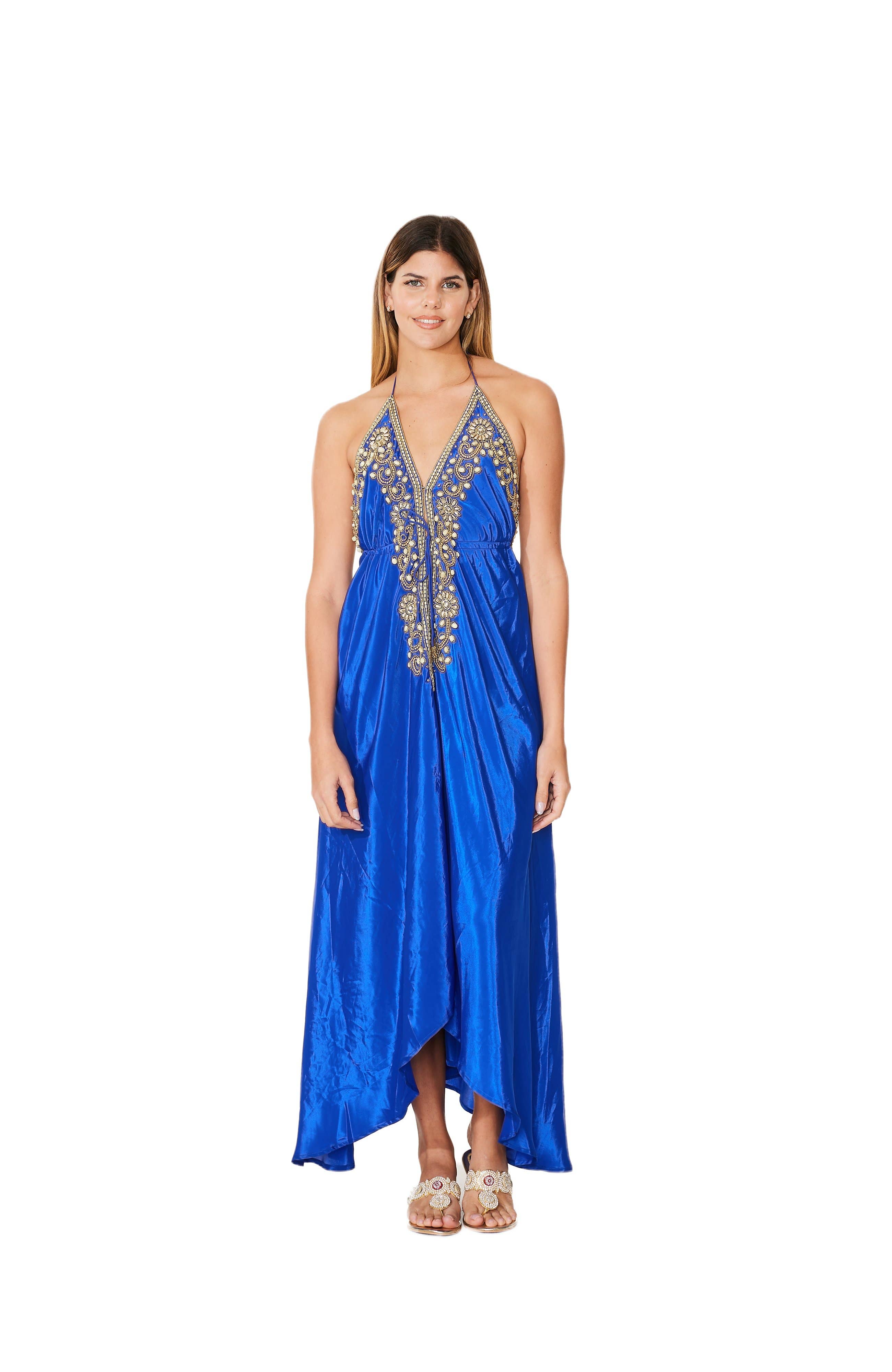 Ranee's - Vente Robe – femme - Robe bleue royale à ornements1