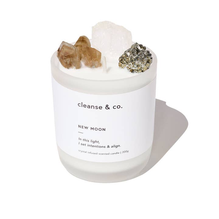 Cleanse & Co. - Wholesale Jar/filled candle - New Moon Intention Crystal Candle3
