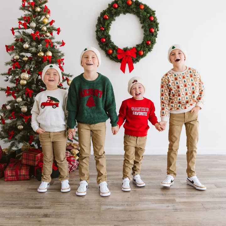 Sweet Wink - Wholesale Sweatshirt - Kids - Christmas Truck Patch Sweatshirt - Natural - Boys Clothing6