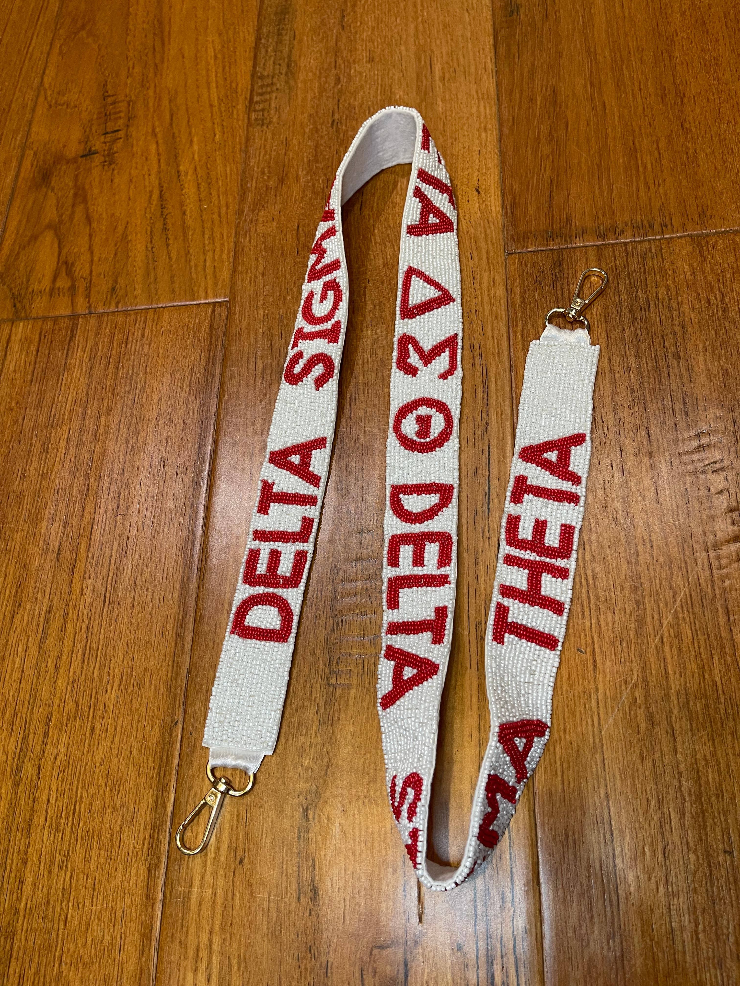 Mon Belle Amie - Wholesale Bag Strap - Women's - Red and White Delta Sigma Theta Sorority Purse Strap 1