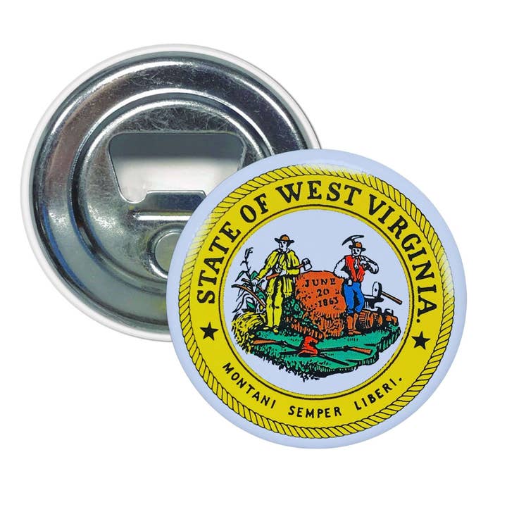 Flaschenöffner-Magnet - Wappen Bundesstaat West Virginia - USA für den Großhandel von Astur Pins