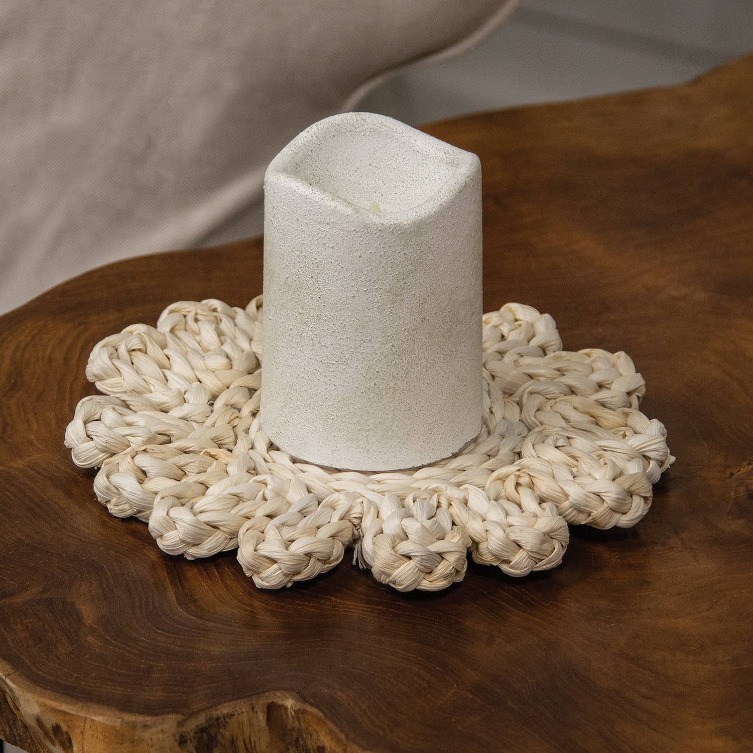 Col House Designs - Vente Bougeoirs - Napperon en forme de fleur en feuilles de maïs, taille moyenne2