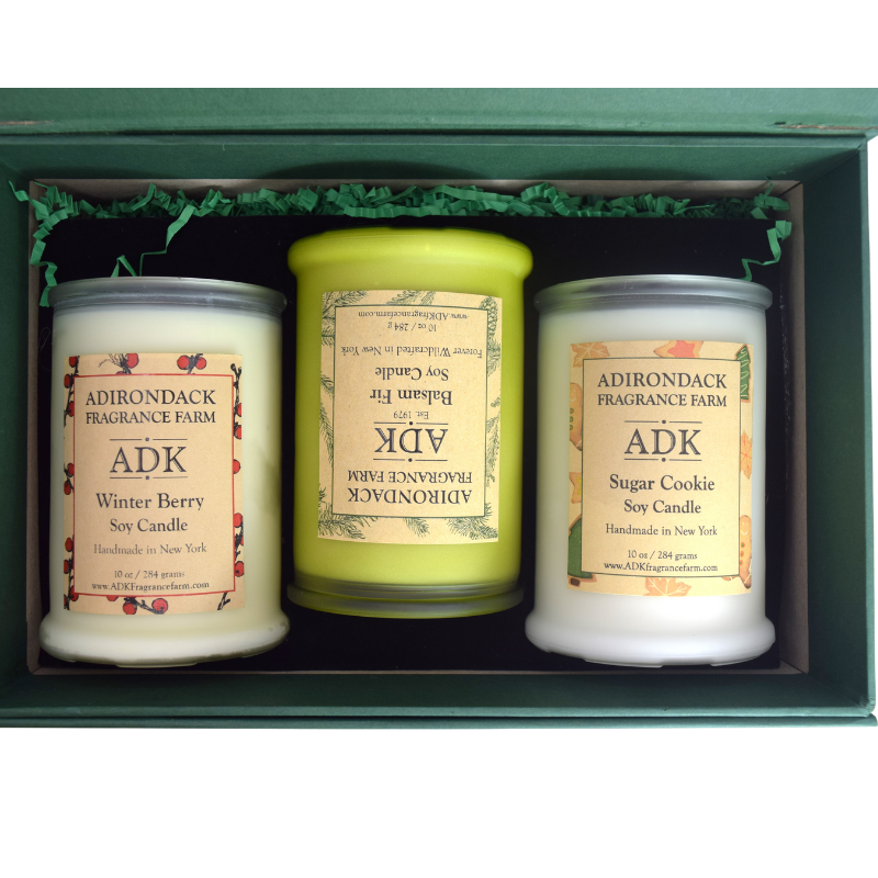 Adirondack Fragrance  Flavor Farm - Vendita all'ingrosso Candela in vasetto - Set regalo di candele natalizie da 3 x 10 oz0
