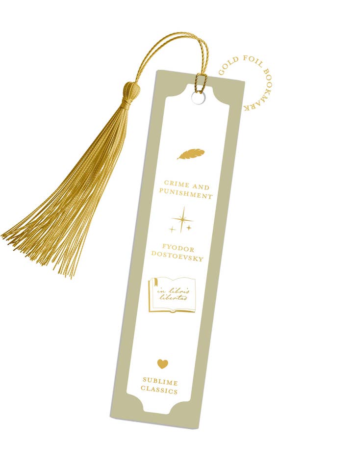 Marcador de Literatura Clásica Crimen y Castigo con Borla y Lámina Dorada para venta al por mayor de Sublime & Co.