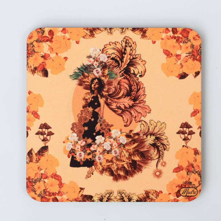 Black Fairy Queen Boho Coaster By Artist Msdre for wholesale by Msdre