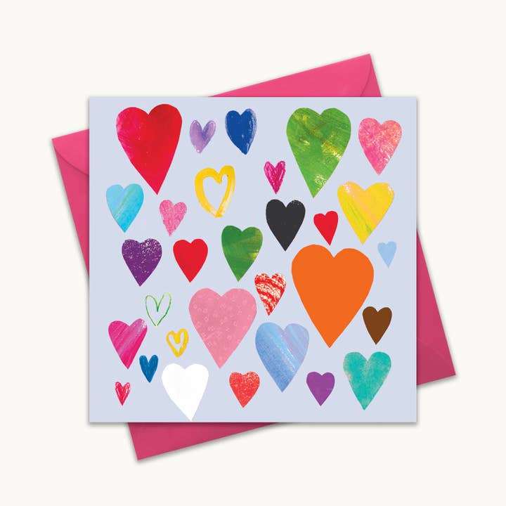 Tarjeta de Felicitación de Corazones Coloridos para venta al por mayor de Kate Read Illustration