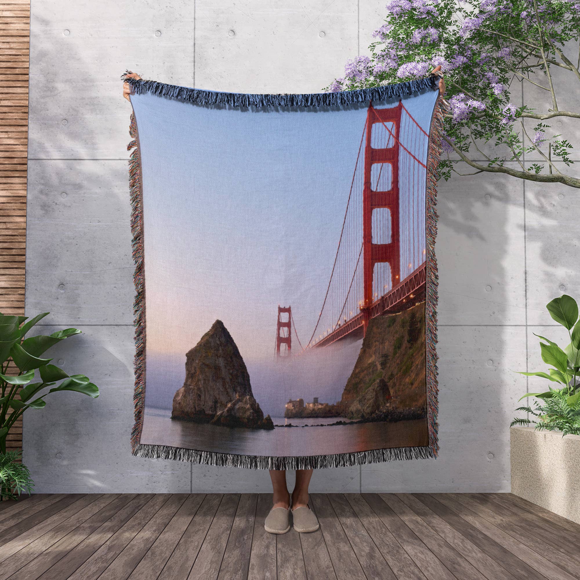 3dRose - Vente Plaids - 3dRose, Californie, San Francisco. Pont du Golden Gate - US05 RJA0081 - Rebecca Jackrel, Couverture2