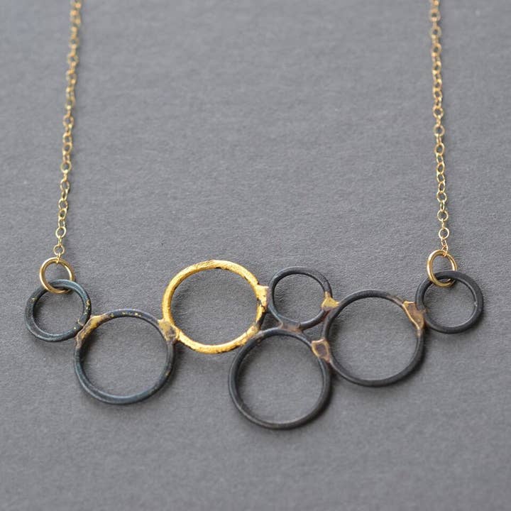 Steel & Gold Bubble Necklace for wholesale by Metamorphosis Metals