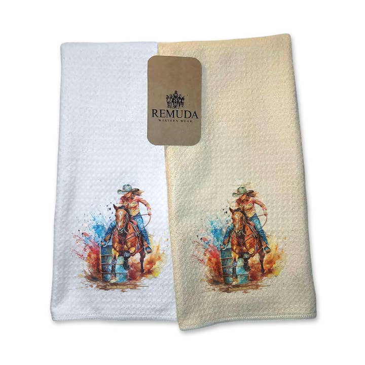 BARREL RACER Western Rodeo Kitchen Hand Towel Set for wholesale by Remuda Western Wear