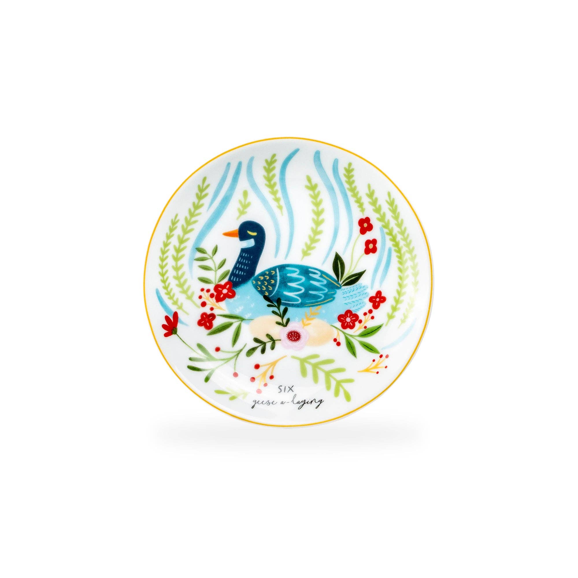 Grace Teaware - Wholesale Appetizer Serveware - 12 Days of Christmas Fine Porcelain Appetizer Plate Set - Metal Rack Version11