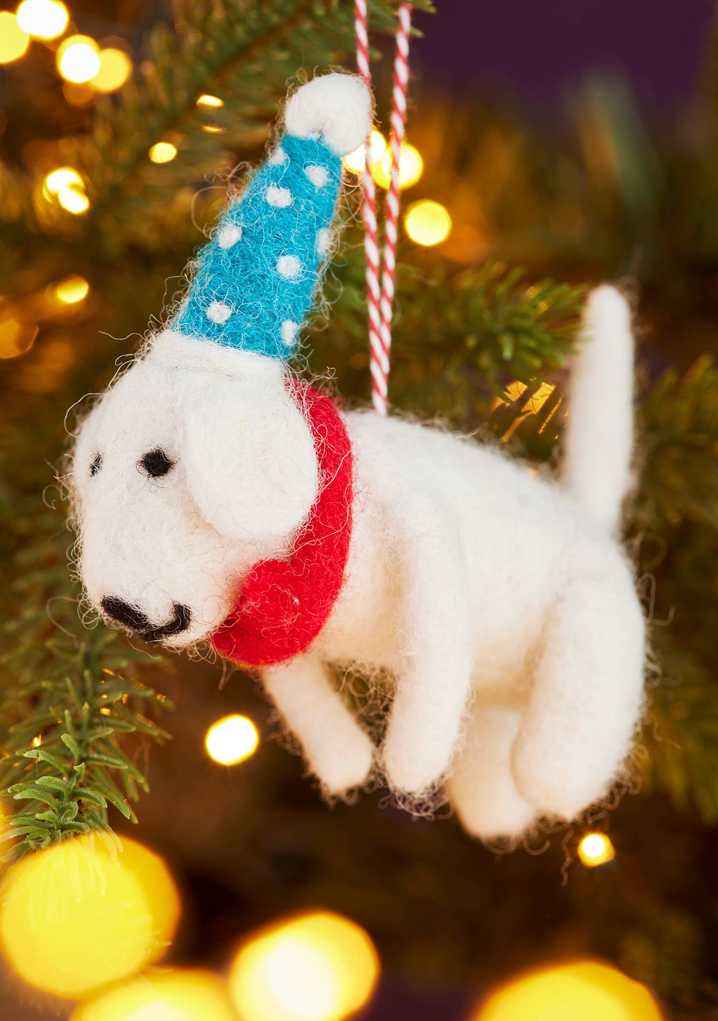 Namaste - Wholesale Christmas decoration - Felt Dog With Dotty Hat & Tie2