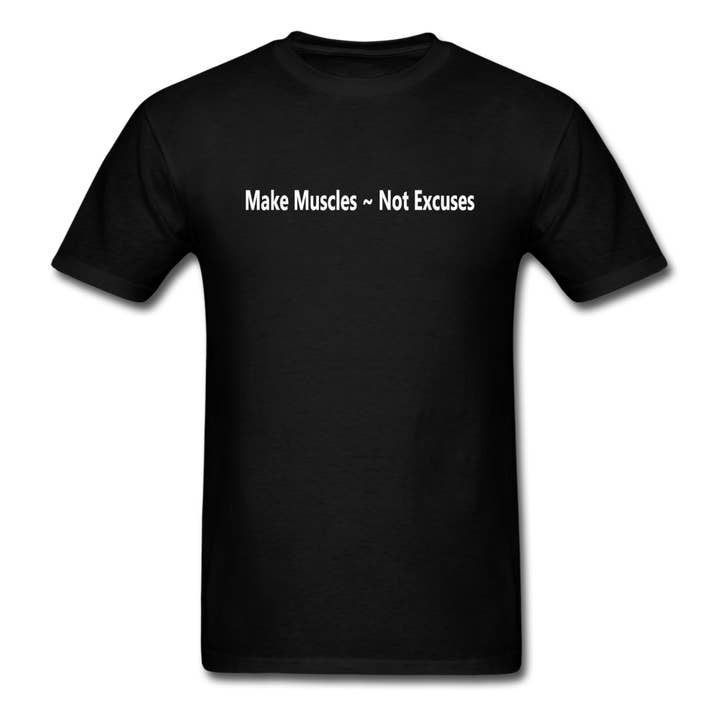 Make Muscles Not Excuses Short Sleeve T-Shirt for wholesale by Spartan Fit Nutrition