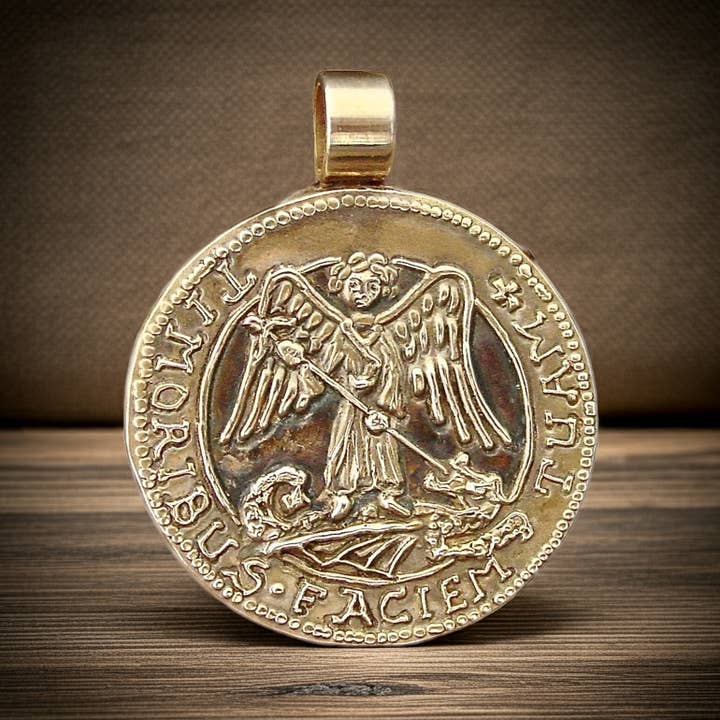 Archangel Michael And Dragon Necklace for wholesale by Vis a Vis Jewelry