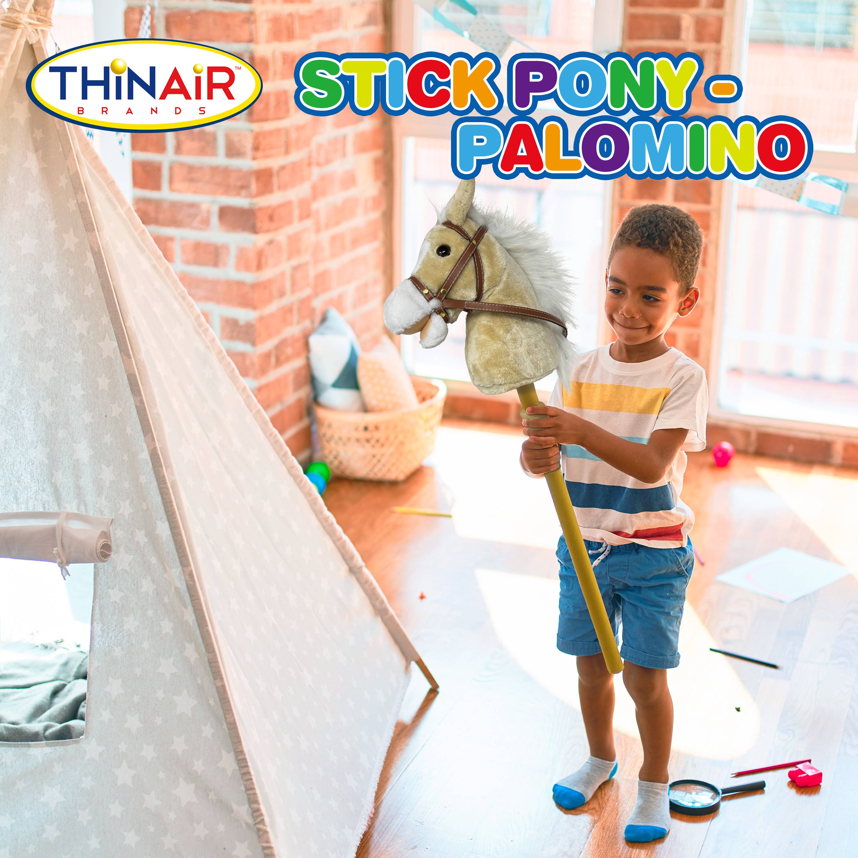 Thin Air Brands - Wholesale Classic Toy - Kids - Stick Pony - Brown Palomino with sounds Hobby Horse5