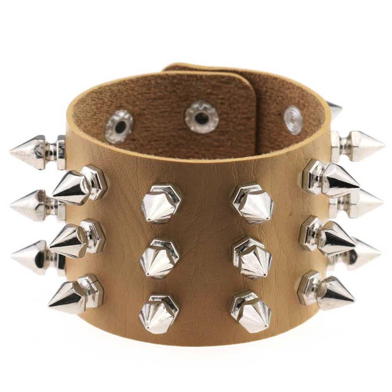SALINA TRADING INC - Wholesale Bangle Bracelet - Gothic Punk Stud PU Bracelet6