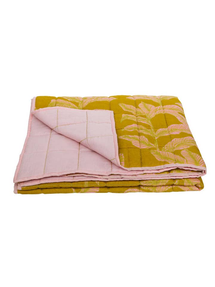 Meridian Gold Quilted Throw for wholesale by Mosey Me