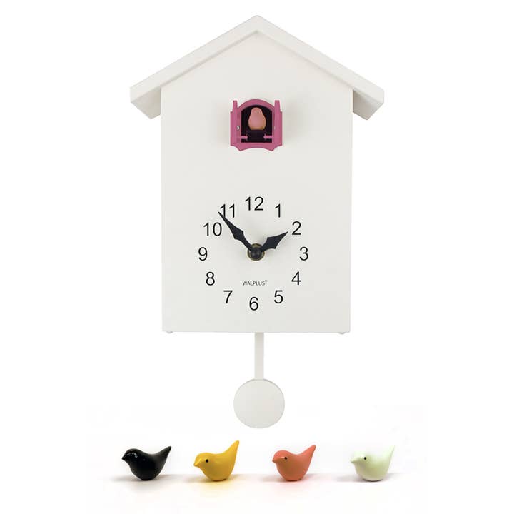 White Cuckoo Clock - Black Window for wholesale by Walplus