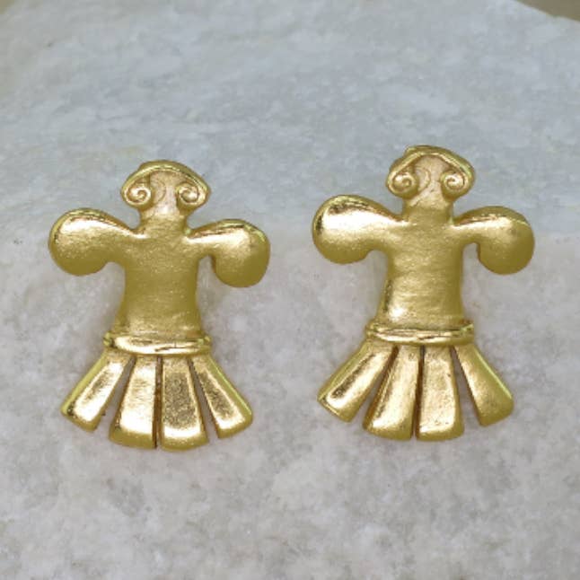 24k GP Muisca Fugl med Åbne Fjer 0,8" Øreringe for engroshandel hos Across The Puddle