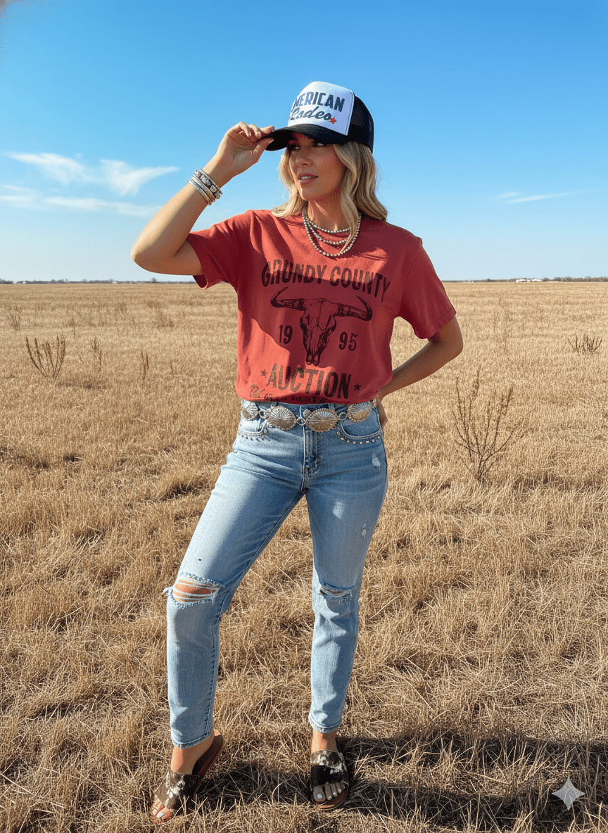 Ruggine Maglietta Grafica dell'Asta di Grundy County in vendita all'ingrosso su Faire2