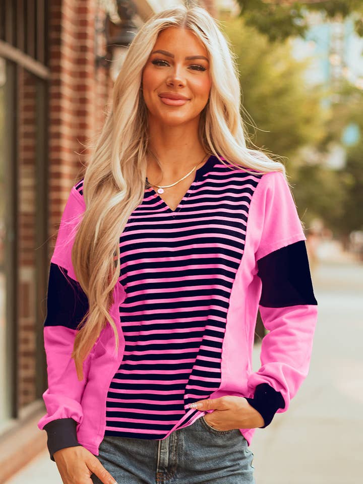 Haven Stripe Loose Fit Long Sleeve Top for wholesale by Poppy Lee Lane