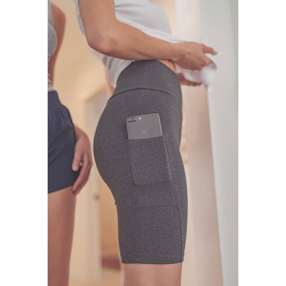 Paperdoll - Wholesale Athletic Shorts - Women's - HIGH WAIST KNIT BIKE SHORTS WITH PHONE POCKET7
