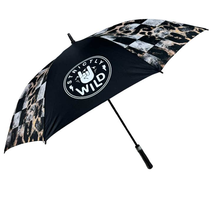 Leopard Checker Umbrella (DO NOT ORDER WITH ANYTHING BUT CROC CHARMS, STICKERS, OR WRAPPING PAPER!!!) for wholesale by Strictly Wild