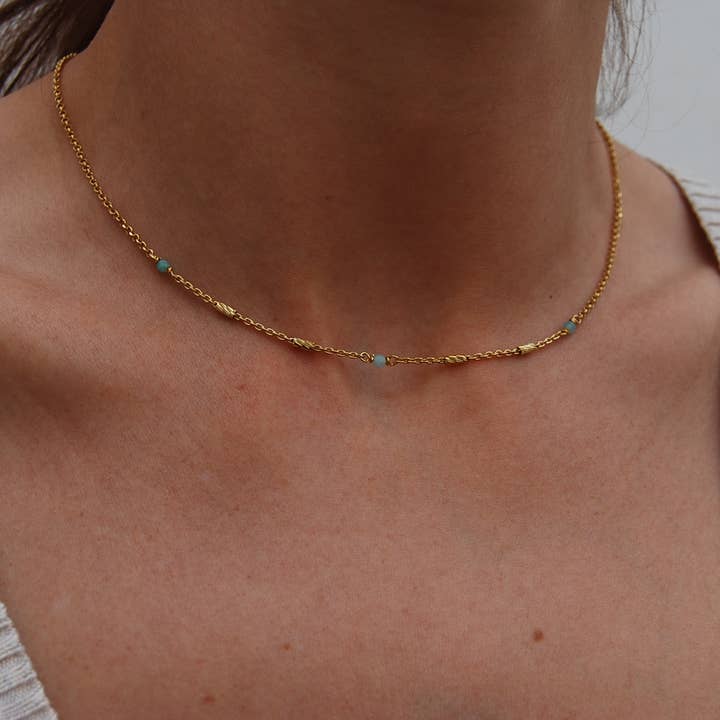 Halskette aus 925er Sterlingsilber mit Amazonit für den Großhandel von Yneda Jewels