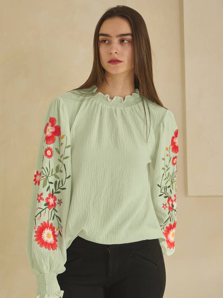 Oddi - Wholesale Blouse - Women's - Textured Airflow Long Sleeve Blouse