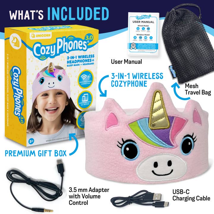 CozyPhones Kids Headband Headphones - Case of 12 UNICORN for wholesale by CozyPhones