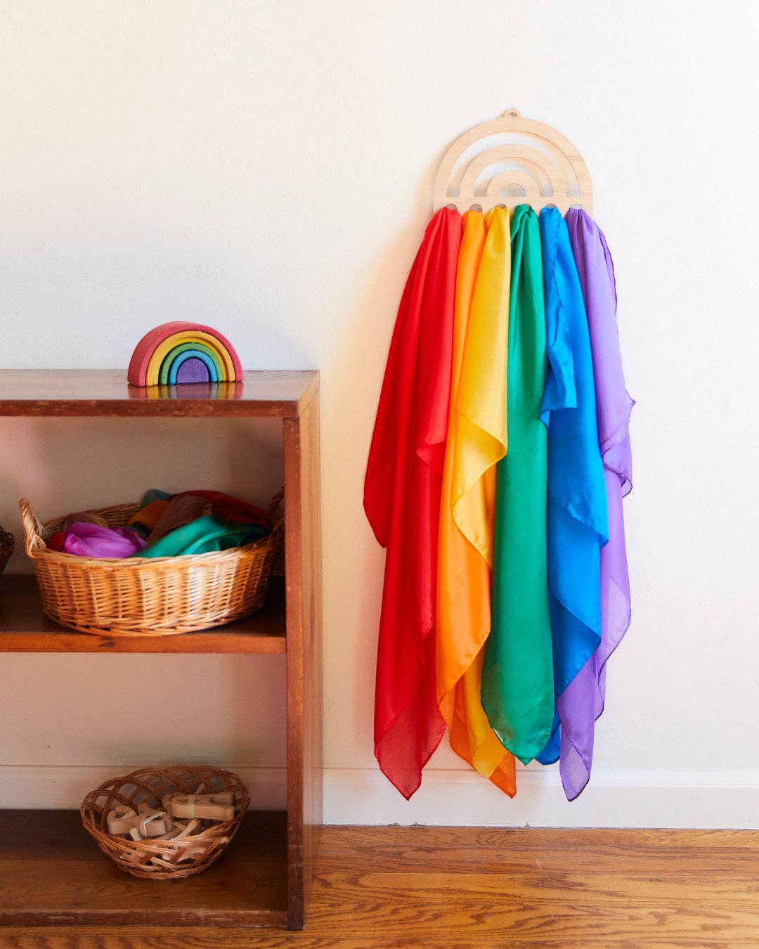 Sarah’s Silks - Wholesale Wood Toy - Kids - Rainbow Playsilk Display3