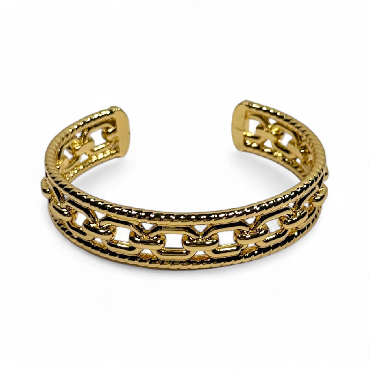 West & Co. - Wholesale Cuff Bracelet - 18K Gold Plated Rope and Chain Cuff Bracelet3