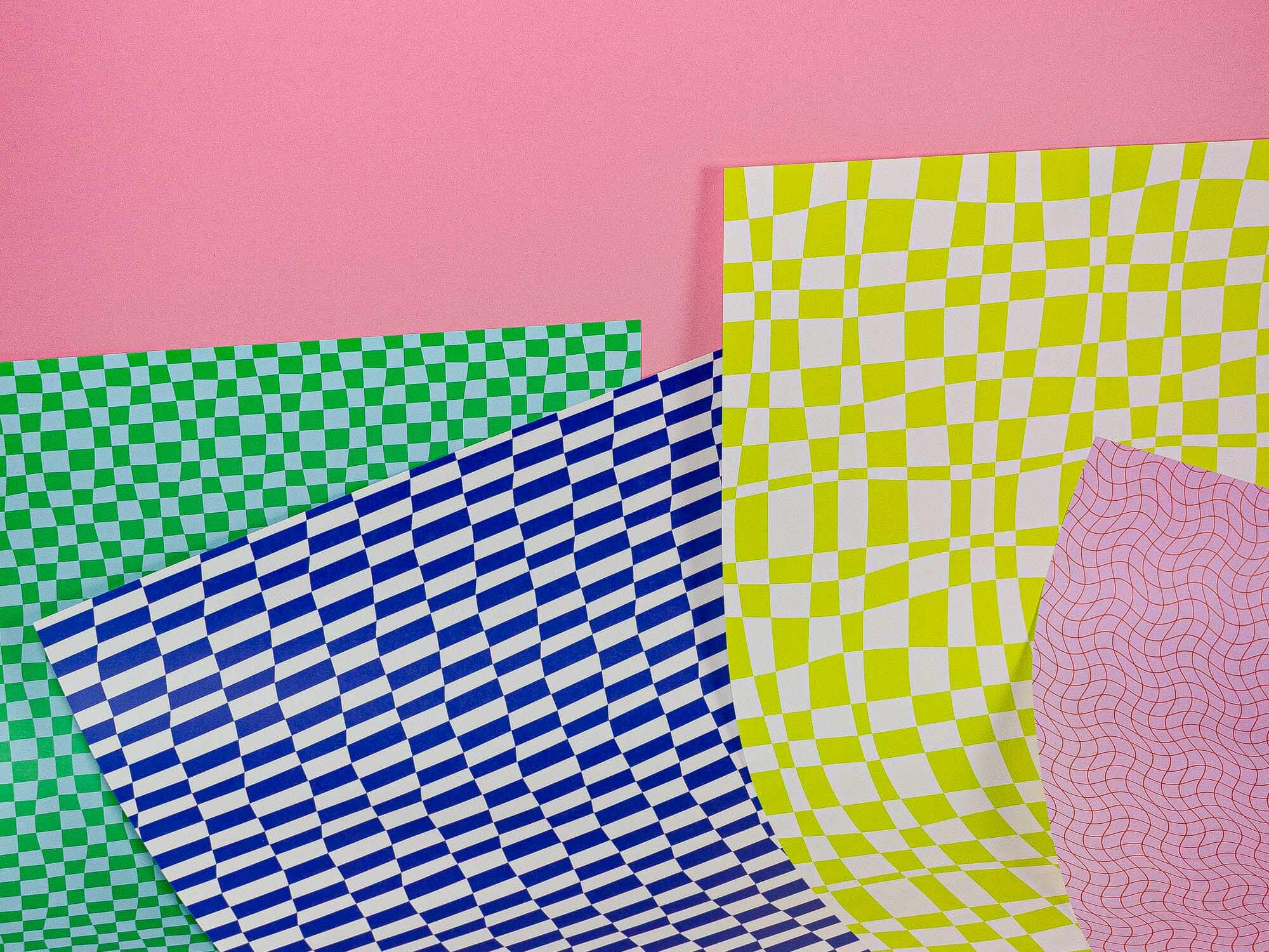 My Darlin' - Wholesale Flat Wrap - Chunky Checker, Wavy Checkerboard Gift Wrap Sheets or Roll2