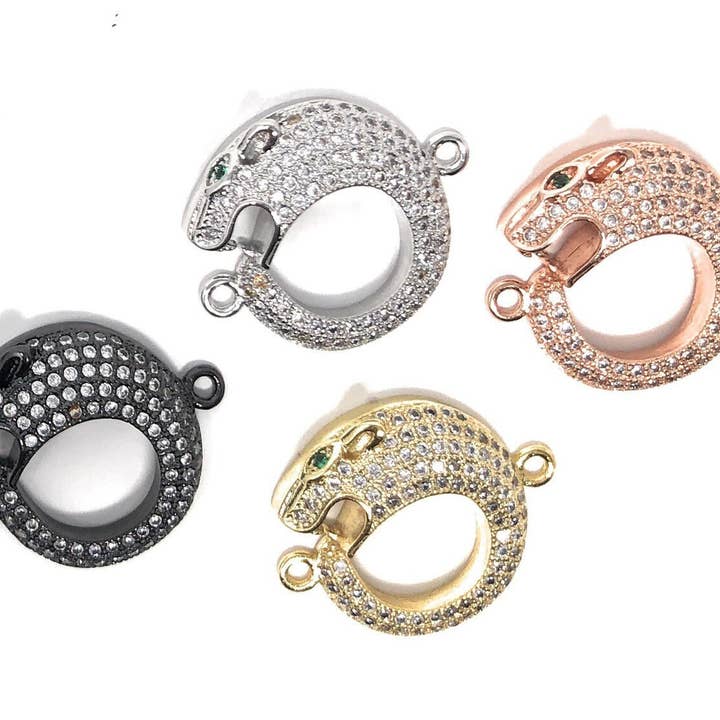 CZ Micro Pave Leopard Connettore, Pave Risultati, CZ Pave Link Charm Connettori, Risultati Gioielli, Forniture di Gioielli, Fai da te Gioielli Realizzazione, 1 Pc per la vendita all'ingrosso da parte di Akstar Gems