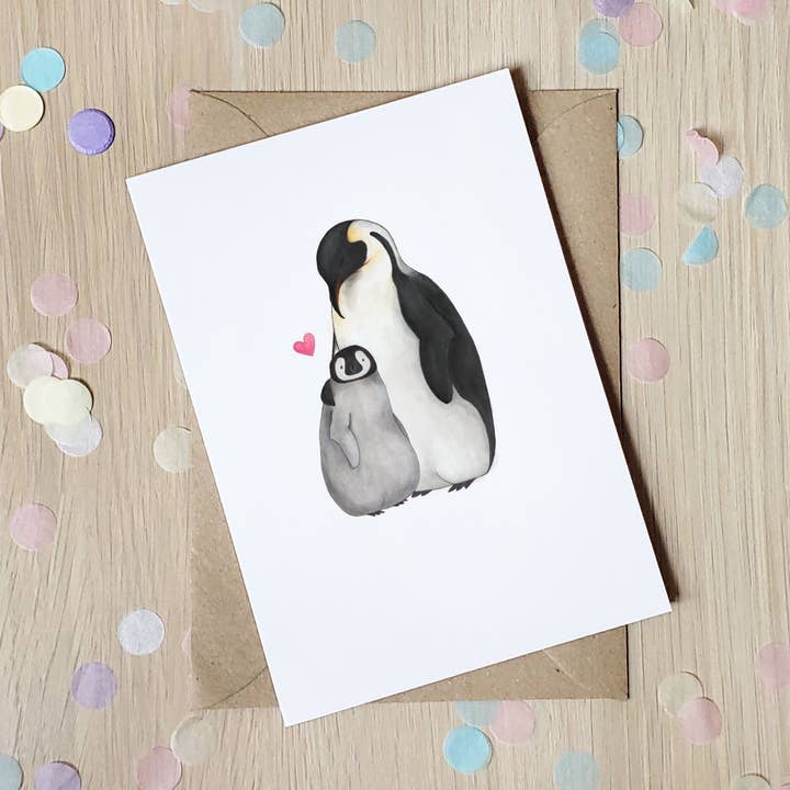 Penguin Love - Wenskaart voor wholesale door The Curious Cactus